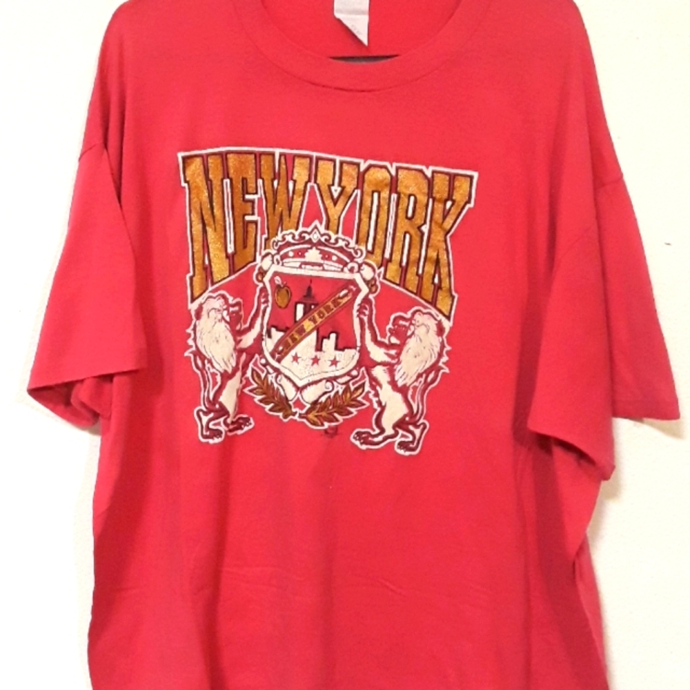 VTG. NEW YORK SZ. XXXL DK PINK RUSSELL  CORP.SHIRT